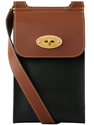 Mulberry Mini Antony Black & Cognac Eco Scotchgrain and Flat Calf